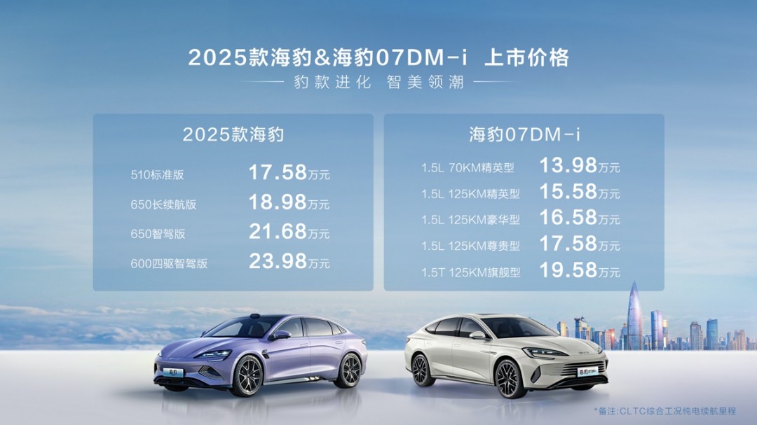 百公里亏电油耗仅3.4L 比亚迪海豹07 DM-i上市：13.98万元起