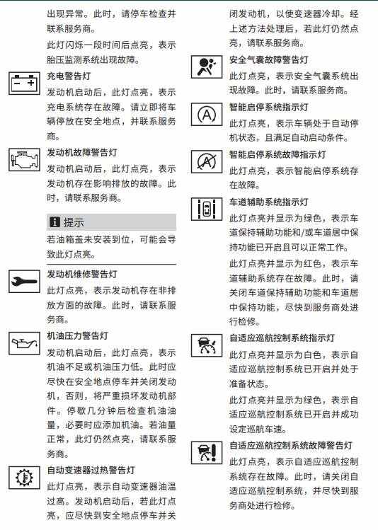 哈弗F7仪表盘故障灯图解大全，哈弗F7指示灯图标解释