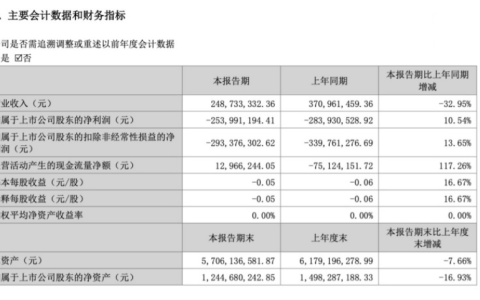 众泰汽车：2024上半年营业收入2.487亿元同步下降32.95%，净亏损收窄至2.539亿元