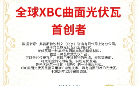 荣膺弗若斯特沙利文全球首创认证，华宝新能XBC曲面光伏瓦引领绿色建筑新范式