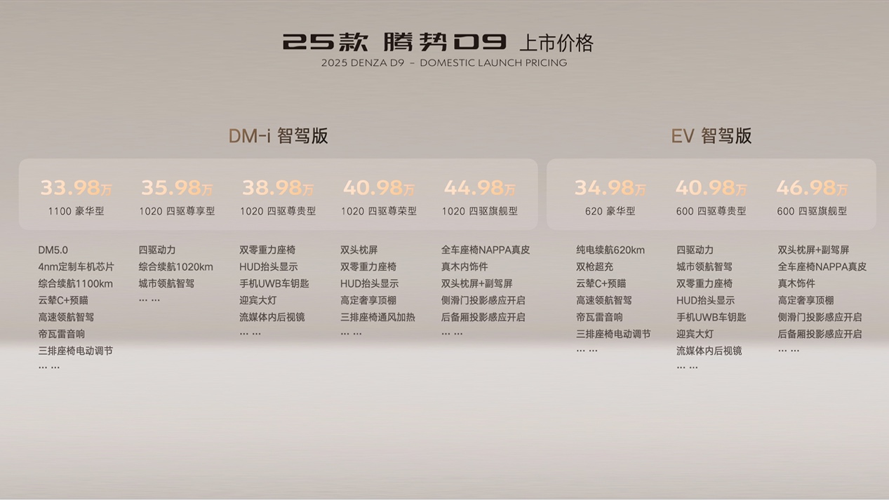 售价33.98万元起 2025款腾势D9重磅上市