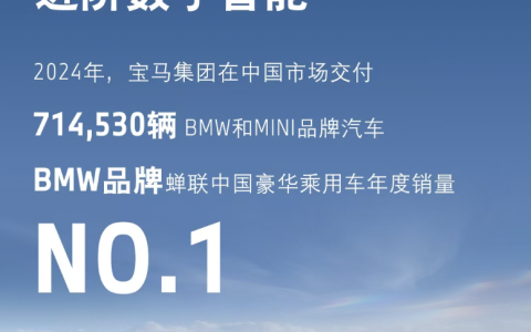 宝马2024年在中国市场交付辆超71万，BMW品牌蝉联中国豪华乘用车年度销量第一名