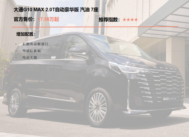 16.58万就能入门的大空间高品质MPV，上汽大通G10 MAX到底多能打？