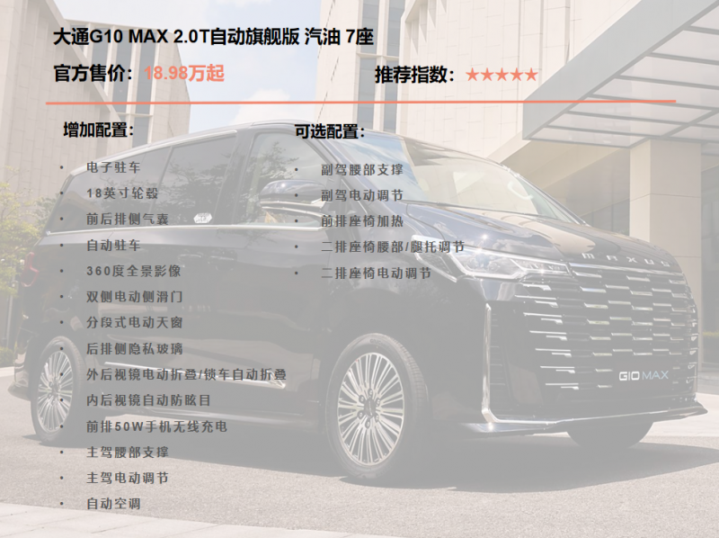 16.58万就能入门的大空间高品质MPV，上汽大通G10 MAX到底多能打？